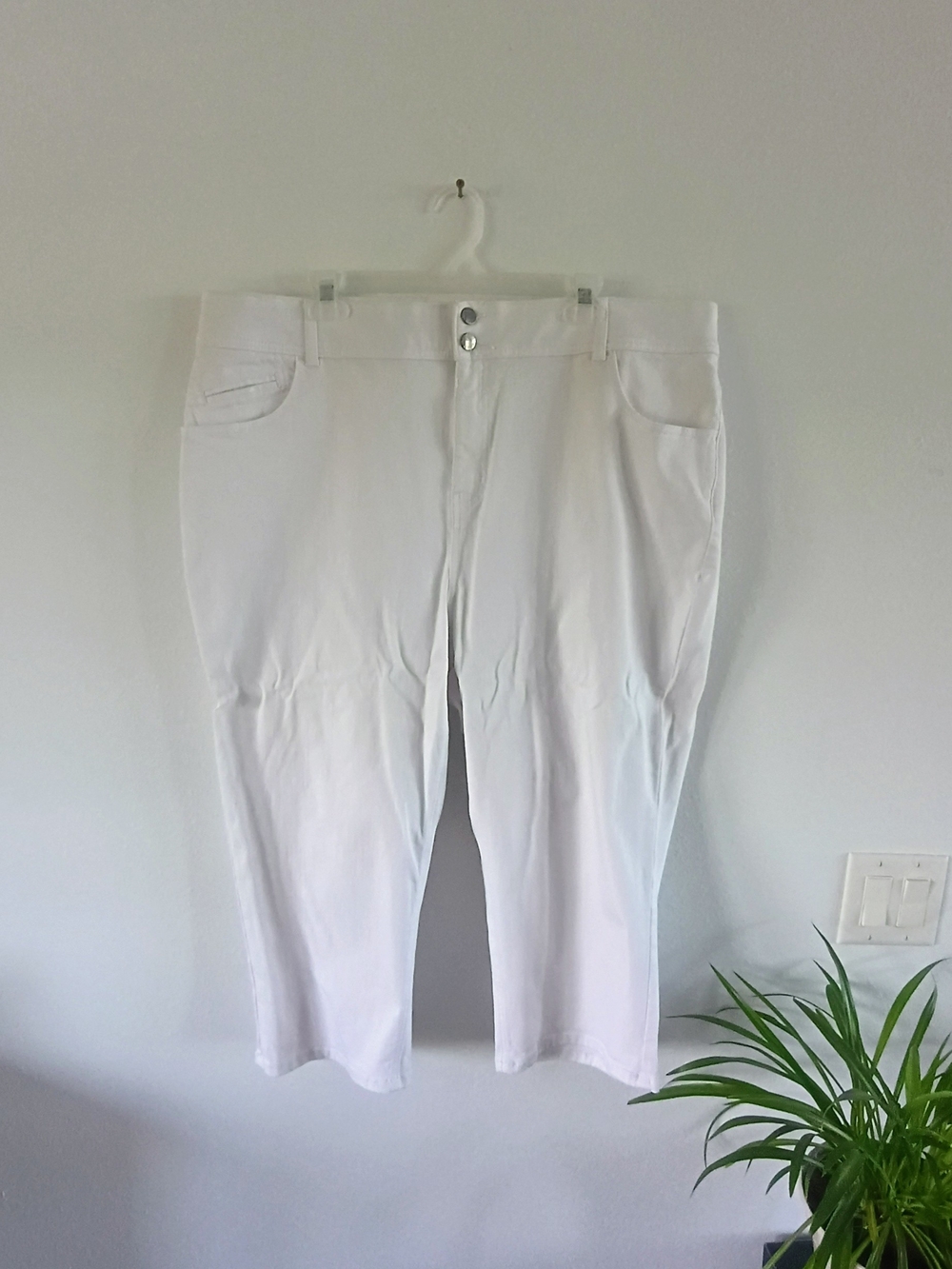 Lane Bryant Genius Fit White Capri Jeans Tummy Control Stretch Women's Size 24